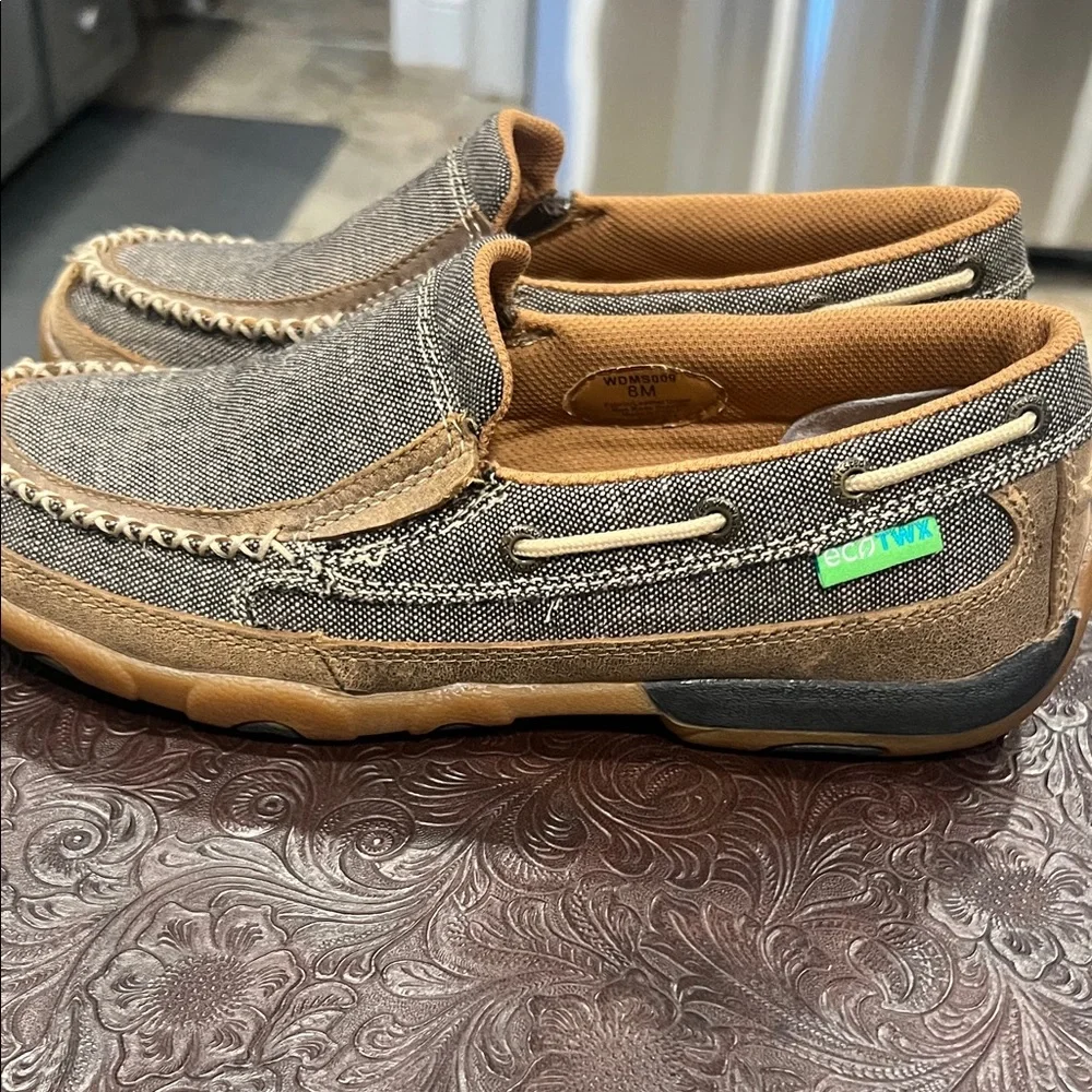 Twisted X Denim and Brown Women's Loafers - Picture 5 of 14